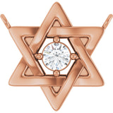 14K Gold Round Lab-Grown Diamond Star of David Necklace - Rose Gold