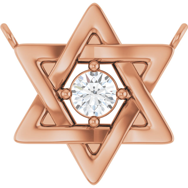 14K Gold Round Lab-Grown Diamond Star of David Necklace - Rose Gold