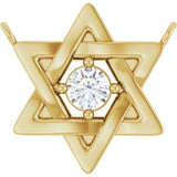 14K Gold Round Natural Diamond Star of David Necklace - Yellow Gold