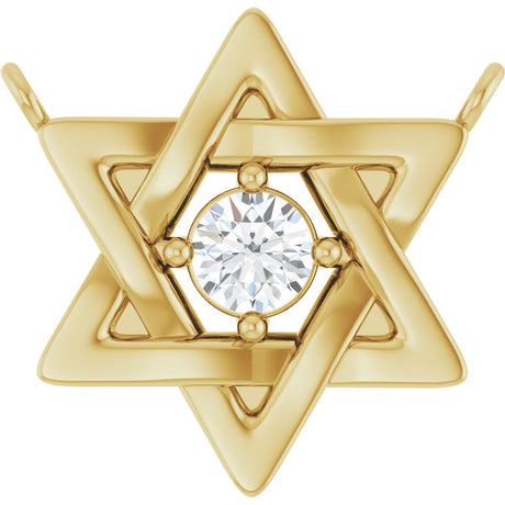 14K Gold Round Lab-Grown Diamond Star of David Necklace - Yellow Gold