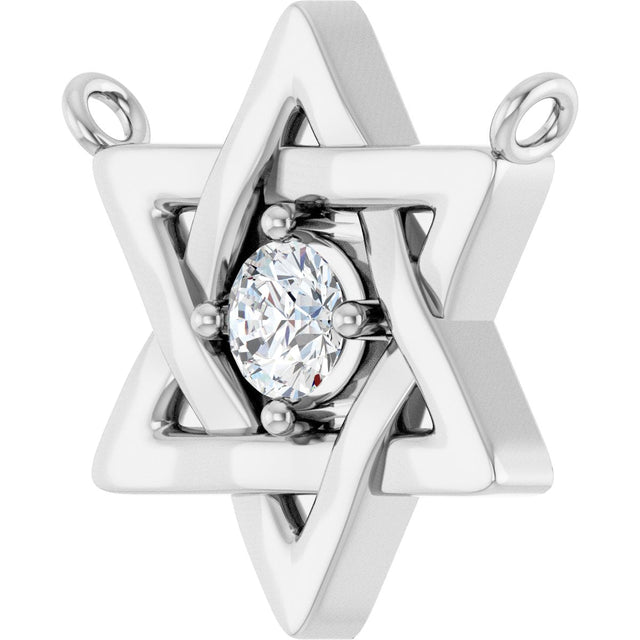 14K Gold Round Natural Diamond Star of David Necklace - White Gold - view 2