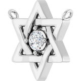14K Gold Round Lab-Grown Diamond Star of David Necklace - White Gold - view 2