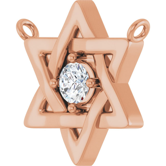 14K Gold Round Natural Diamond Star of David Necklace - Rose Gold - view 2
