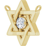 14K Gold Round Natural Diamond Star of David Necklace - Yellow Gold - view 2