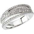 14K Gold Round Natural Diamond Accented Criss-Cross Ring VII