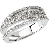 14K Gold Round Natural Diamond Accented Criss-Cross Ring VII