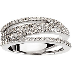 14K Gold Round Natural Diamond Accented Criss-Cross Ring VII - view 3