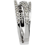 14K Gold Round Natural Diamond Accented Criss-Cross Ring VII - view 4