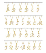 14K Gold Round Natural Diamond Accented Initial Necklace or Pendant - Rose Gold - view 2