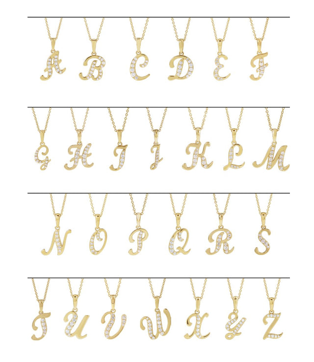 14K Gold Round Natural Diamond Accented Initial Necklace or Pendant - Rose Gold - view 2