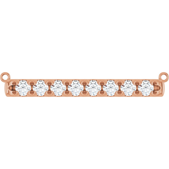 14K Gold Round Lab-Grown Diamond French-Set Bar Necklace - Rose Gold
