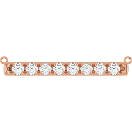 14K Gold Round Natural Diamond French-Set Bar Necklace - Rose Gold
