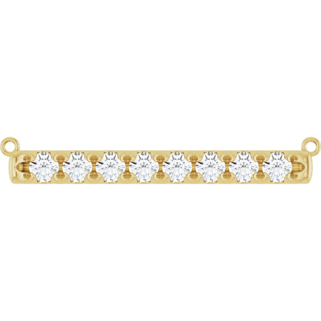14K Gold Round Natural Diamond French-Set Bar Necklace - Yellow Gold