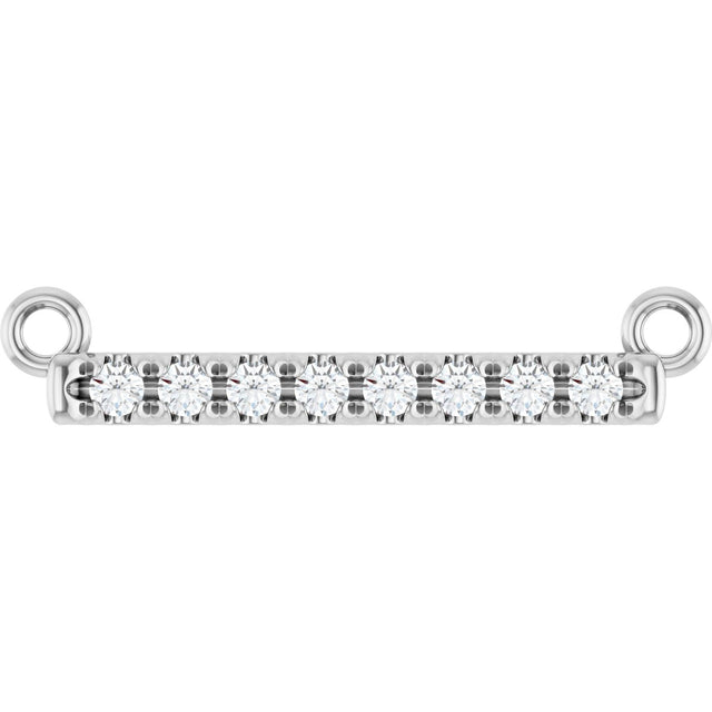 Platinum Round Natural Diamond French-Set Bar Necklace