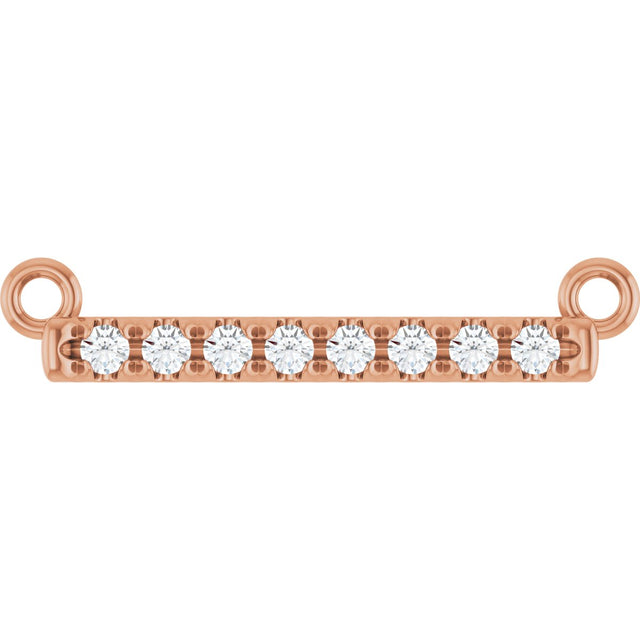 14K Gold Round Lab-Grown Diamond French-Set Bar Necklace - Rose Gold