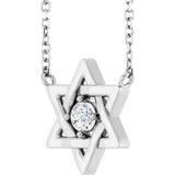 Platinum Round Lab-Grown Diamond Star of David Necklace - view 2