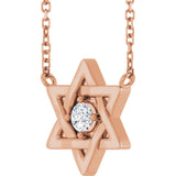 14K Gold Round Lab-Grown Diamond Star of David Necklace - Rose Gold