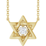 14K Gold Round Lab-Grown Diamond Star of David Necklace - Yellow Gold