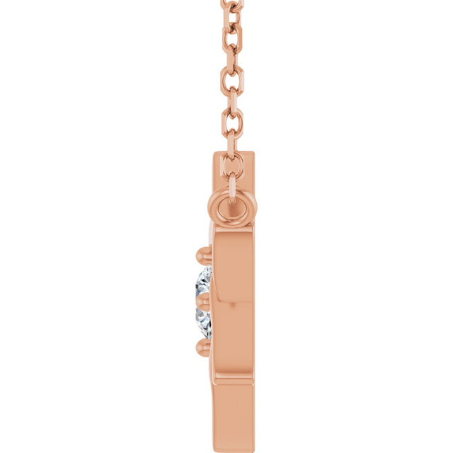 14K Gold Round Natural Diamond Star of David Necklace - Rose Gold - view 3