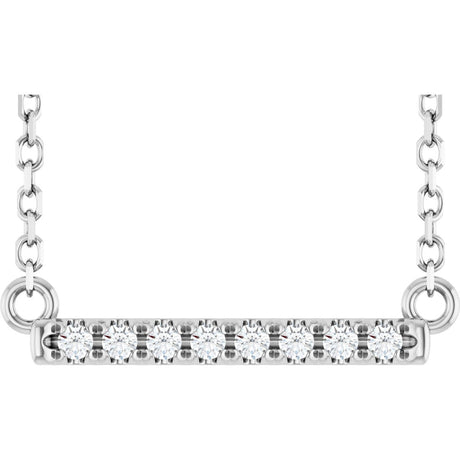 Platinum Round Lab-Grown Diamond French-Set Bar Necklace – 1.2-3mm Stones