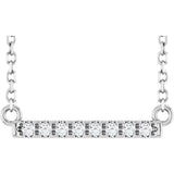 Platinum Round Natural Diamond French-Set Bar Necklace