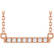 14K Gold Round Lab-Grown Diamond French-Set Bar Necklace - Rose Gold