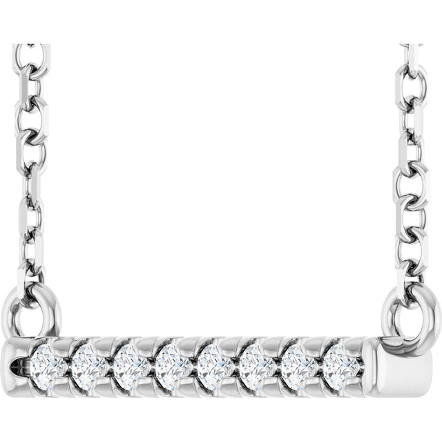 Platinum Round Lab-Grown Diamond French-Set Bar Necklace – 1.2-3mm Stones - view 2