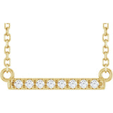 14K Gold Round Natural Diamond French-Set Bar Necklace - Yellow Gold
