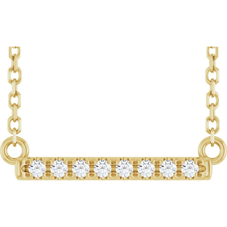 14K Gold Round Lab-Grown Diamond French-Set Bar Necklace - Yellow Gold
