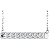 14K Gold Round Lab-Grown Diamond French-Set Bar Necklace - White Gold - view 2