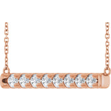 14K Gold Round Lab-Grown Diamond French-Set Bar Necklace - Rose Gold