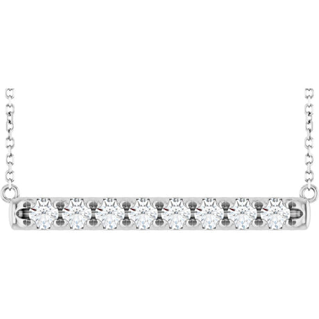 Platinum Round Lab-Grown Diamond French-Set Bar Necklace – 1.2-3mm Stones
