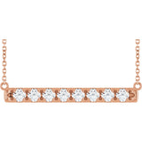 14K Gold Round Natural Diamond French-Set Bar Necklace - Rose Gold
