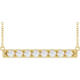 14K Gold Round Lab-Grown Diamond French-Set Bar Necklace - Yellow Gold