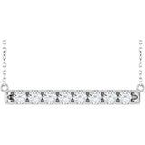 14K Gold Round Natural Diamond French-Set Bar Necklace - White Gold