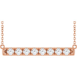 14K Gold Round Lab-Grown Diamond French-Set Bar Necklace - Rose Gold