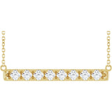 14K Gold Round Natural Diamond French-Set Bar Necklace - Yellow Gold