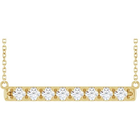 14K Gold Round Lab-Grown Diamond French-Set Bar Necklace - Yellow Gold