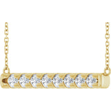14K Gold Round Lab-Grown Diamond French-Set Bar Necklace - Yellow Gold - view 2