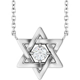 Platinum Round Lab-Grown Diamond Star of David Necklace