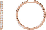 14K Gold Round Lab-Grown Diamond Inside-Outside Hoop Earrings – up to 1/2 CTW - Rose Gold