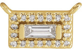 14K Gold Straight Baguette Natural Diamond Halo-Style Necklace - Yellow Gold - view 4