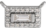 14K Gold Straight Baguette Natural Diamond Halo-Style Necklace - White Gold - view 4