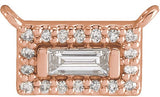 14K Gold Straight Baguette Natural Diamond Halo-Style Necklace - Rose Gold - view 4