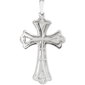 14K Gold Round Natural Diamond Micro Pavé-Style Cross Pendant - view 3