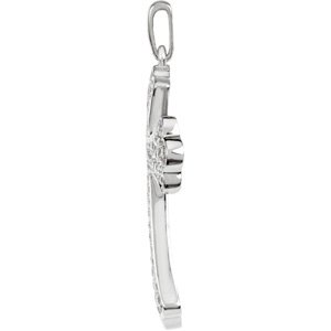 14K Gold Round Natural Diamond Micro Pavé-Style Cross Pendant - view 2