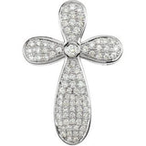 14K Gold Round Natural Diamond Micro Pavé-Style Cross Pendant II