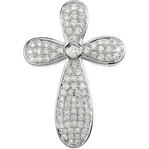 14K Gold Round Natural Diamond Micro Pavé-Style Cross Pendant II