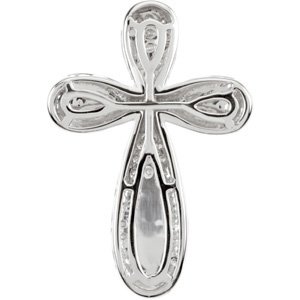 14K Gold Round Natural Diamond Micro Pavé-Style Cross Pendant II - view 2