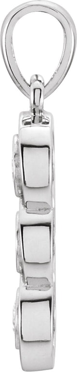 14K Gold Round Natural Diamond Three-Stone Rope Pendant - White Gold - view 2